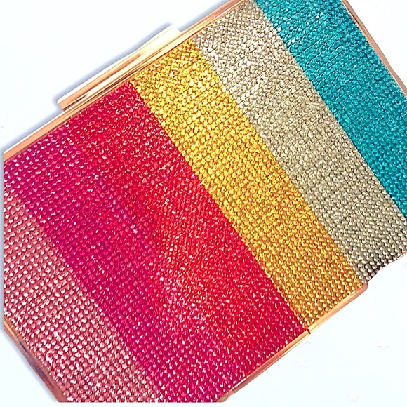 Rainbow sequin square edge clutch crossbody purse - Picture 6 of 11